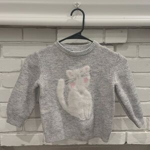 Zara Light Gray Knit Crewneck Sweater - Girls